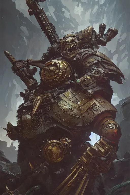 Image similar to martti ahtisaari as a warhammer ork boss, sci fi, highly detailed, digital painting, artstation, concept art, sharp focus, illustration, art by artgerm and greg rutkowski and alphonse mucha