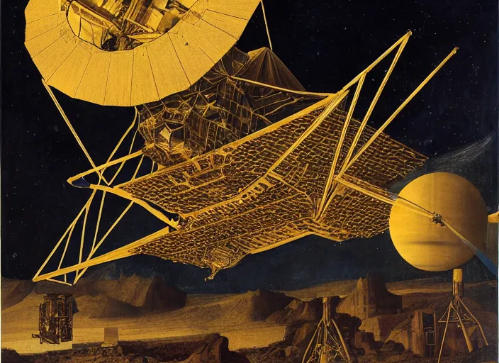 Image similar to the james webb space telescope as illustrated by leonardo da vinci