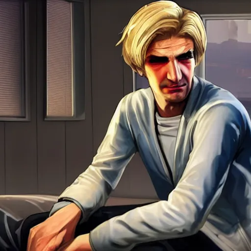 Image similar to XQC as a GTA character in a loading screen