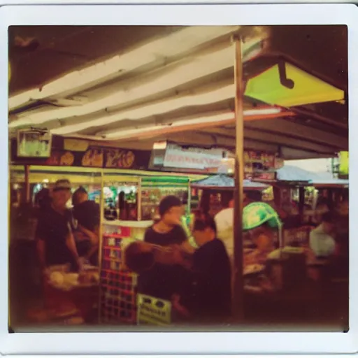 Prompt: polaroid photo of a hawker centre, cinematic lighting