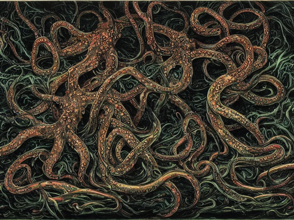 a world of shiny flesh, haunted by tentacles and | Stable Diffusion