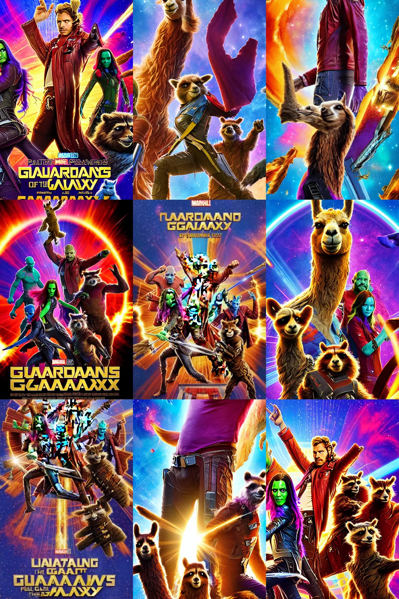 Image similar to portrait of llama in guardians of the galaxy movie, marvel, all rights reserved