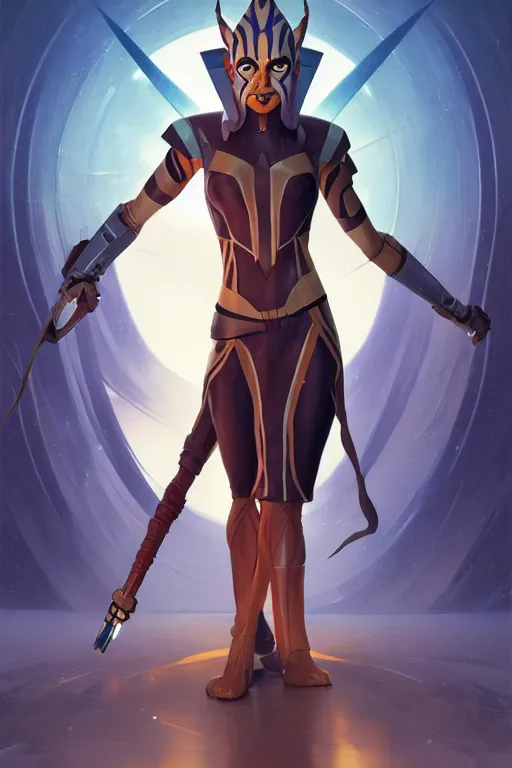 Image similar to ahsoka tano profile picture by greg rutkowski, dynamic pose, aesthetic, golden ratio, flat matte painting, intricate, futuristic, fantasy, elegant, by stanley artgerm lau, greg rutkowski, thomas kindkade, alphonse mucha, loish, norman rockwell, fantasy lut, fluid lines,