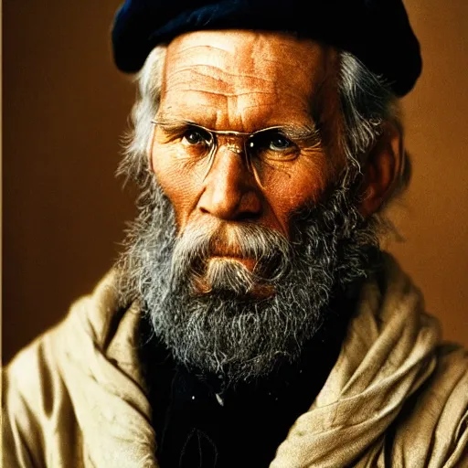 Image similar to portrait of Leo Tolstoy, by Steve McCurry, clean, detailed, award winning