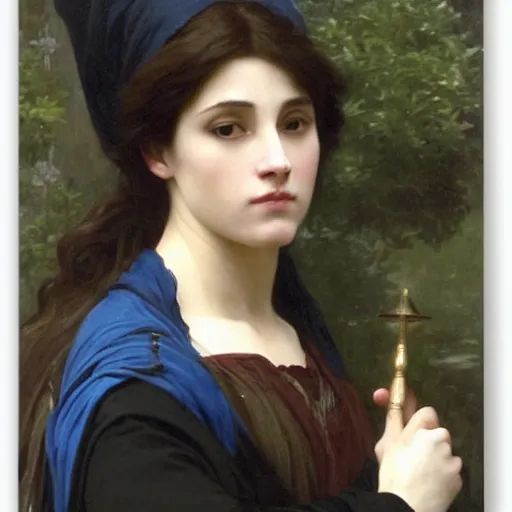 Prompt: portrait of Rowena Ravenclaw as the embodiment of Truth by Bouguereau