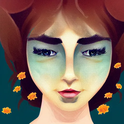 Image similar to face portrait of a woman inspired by lois van baarle, honeycomb, bees, summer, honey