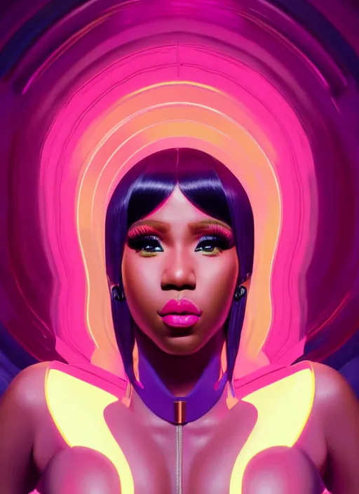 Image similar to nicki minaj and cardi b, evangelion, au naturel, hyper detailed, sharp focus, bokeh, depth of field, digital art, trending in artstation, cinematic lighting, studio quality, smooth render, unreal engine 5 rendered, octane rendered, art style by klimt and nixeu and ian sprigger and wlop and krenz cushart