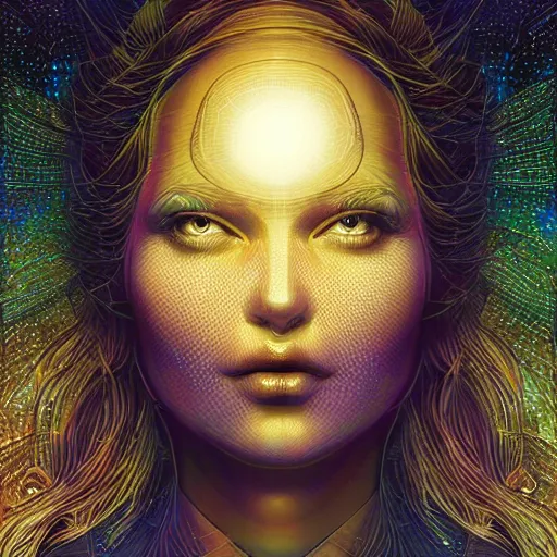 Image similar to beautiful portrait of intelligence, spatial space deformation in latent space, hologram, math art, astral plane, by artgerm and dan mumford and gustave dore, artstation