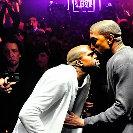 Image similar to Kanye West kissing himself