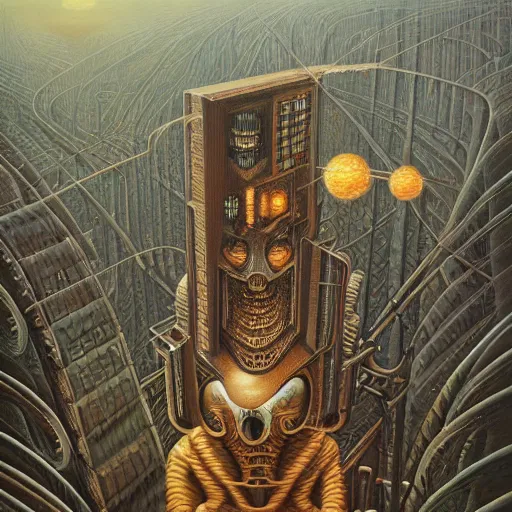 Image similar to cyberpunk by jacek yerka, alex gray, zdzisław beksiński, vladimir kush, dariusz zawadzki, jeffrey smith and h.r. giger, oil on canvas, 8k highly professionally detailed, trending on artstation