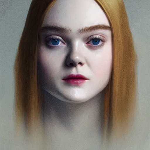 Image similar to Elle Fanning wearing a mask over her eyes in the style of Paola Vetri, head and shoulders portrait, stormy weather, extremely detailed masterpiece, oil on canvas, low-key neon lighting, artstation, Blade Runner 2049, Roger Deakin’s cinematography, by J. C. Leyendecker and Peter Paul Rubens and Edward Hopper and Michael Sowa,