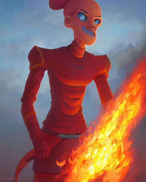 Image similar to [ squidward ] wearing fire nation clothing and practicing firebending outside at susnset, oil painting, highly [ detailed ], intricate, hd, sharp focus, photorealistic, by moebius and greg rutkowski, trending on artstation, trending on cgsociety, realistic shading and lighting