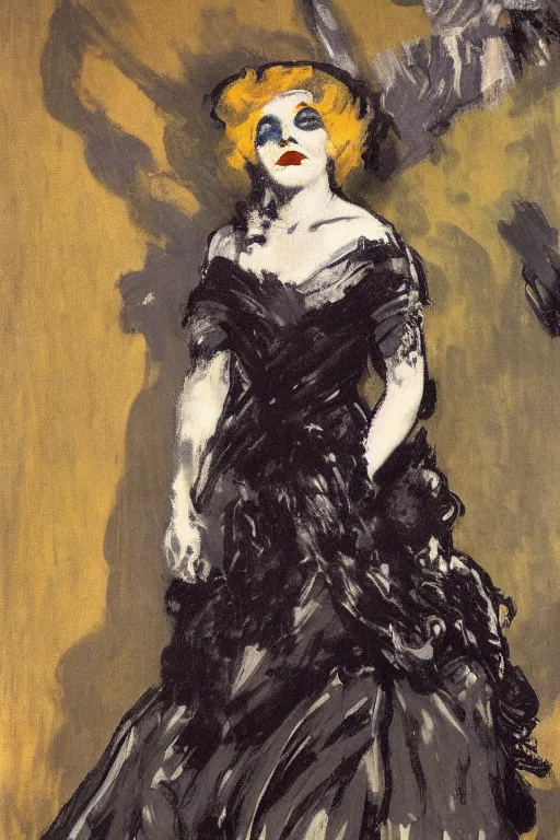 Image similar to portrait of evanna lynch as delirium of the endless, the sandman by walter sickert, john singer sargent, and william open