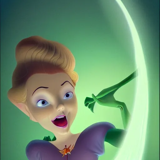 Image similar to Scary tinker bell, terror, horror, disney animation, pixar