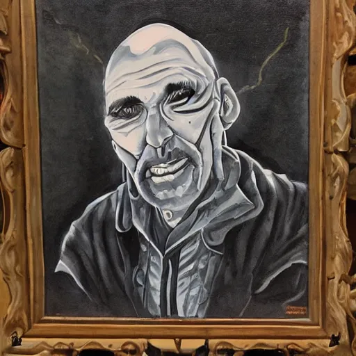 Prompt: portrait of the last living gamer by ink painting
