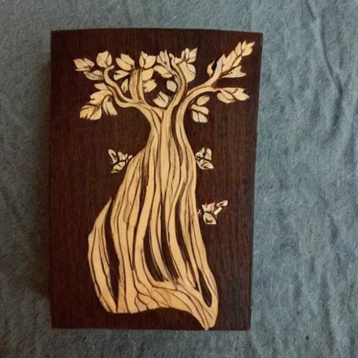 Prompt: the feeling of coming home, pyrography, in a symbolic and meaningful style