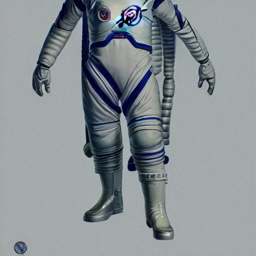 Image similar to Sci-fi NASA concept space suit design, character sheet, Moebius, Greg Rutkowski, Zabrocki, Karlkka, Jayison Devadas, Phuoc Quan, trending on Artstation, 8K, ultra wide angle, zenith view, pincushion lens effect.