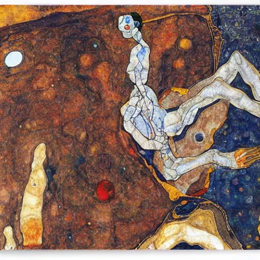 Prompt: Liminal space in outer space by Egon Schiele