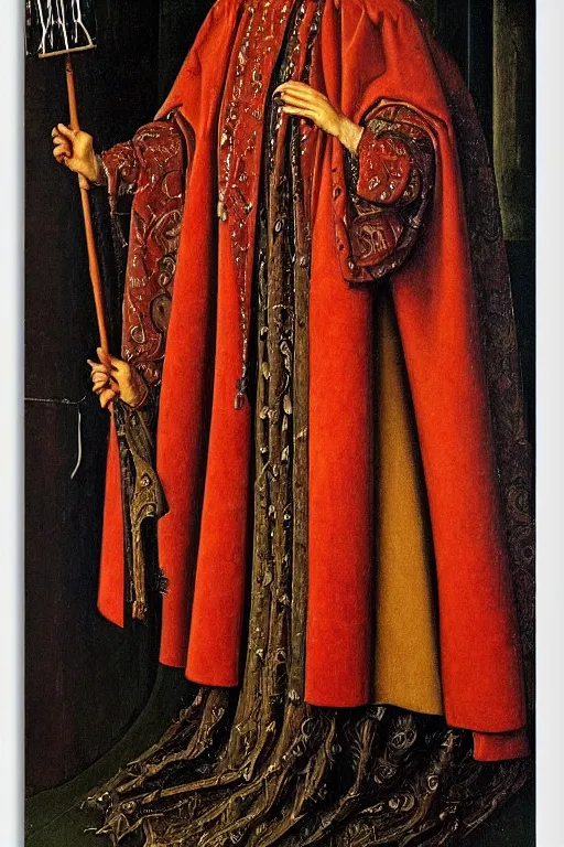 Image similar to portrait of ainz ooal gown, oil painting by jan van eyck, northern renaissance art, oil on canvas, wet - on - wet technique, realistic, expressive emotions, intricate textures, illusionistic detail