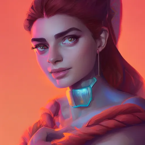 Image similar to beautiful female portrait, maya ali mage, gloomhaven, dynamic lighting, gaudy colors, octane render aesthetic, matte painting concept art, official fanart behance hd artstation by jesper ejsing, by rhads and makoto shinkai and lois van baarle and ilya kuvshinov and rossdraws