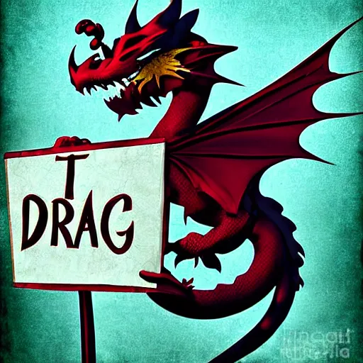 Prompt: dragon holding a sign. digital art meme, phil phoglio.