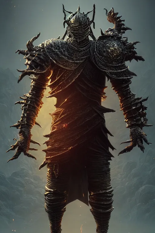 Image similar to dark souls boss, full body, detailed intricate, award winning, highly detailed, sharp focus, cinematic lighting, golden ratio, unreal engine 5, octane render, art by wlop and artgerm and greg rutkowski, masterpiece, trending on artstation, 8 k