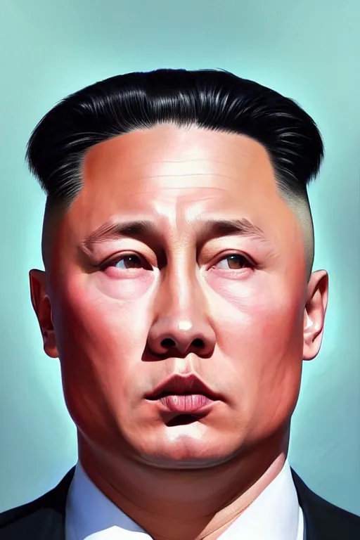 Prompt: vladimir putin with the iconic kim jong un hairstyle, realistic portrait, symmetrical, highly detailed, digital painting, artstation, concept art, smooth, sharp focus, illustration, cinematic lighting, art by artgerm and greg rutkowski and alphonse mucha