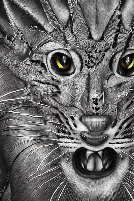 Image similar to detailed portrait artwork of a biomechanical lynx by subjekt zero