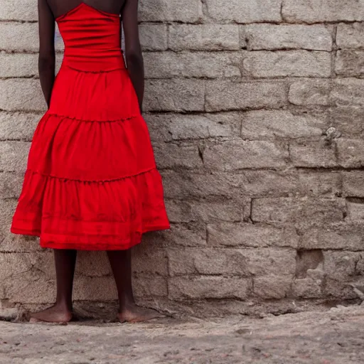 Image similar to photo of a woman in a red dress by eric lafforgue. professional photography.