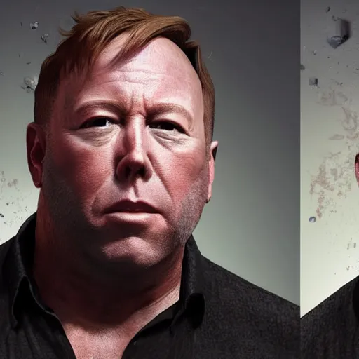 Image similar to hyperrealistic mixed media image of info wars alex jones ( ( bullfrog head ) ), stunning 3 d render inspired art by xiang duan and thomas eakes and greg rutkowski, perfect facial symmetry, hyper realistic texture, highly detailed realistic attributes and atmosphere, dim volumetric cinematic lighting, 8 k octane render, post - processing, masterpiece,