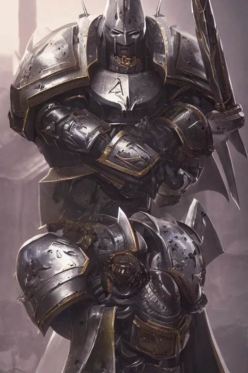 Prompt: armor portrait heros batman warhammer 4 0 k horus heresy fanart - the primarchs emperor by johannes helgeson animated with vfx concept artist & illustrator global illumination ray tracing hdr fanart arstation zbrush central hardmesh 8 k octane renderer comics stylized