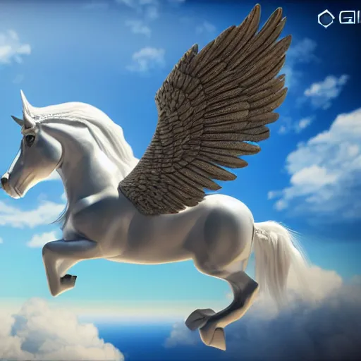 Prompt: pegasus over the clouds highly detailed, photorealistic portrait, bright studio setting, studio lighting, crisp quality and light reflections, unreal engine 5 quality render