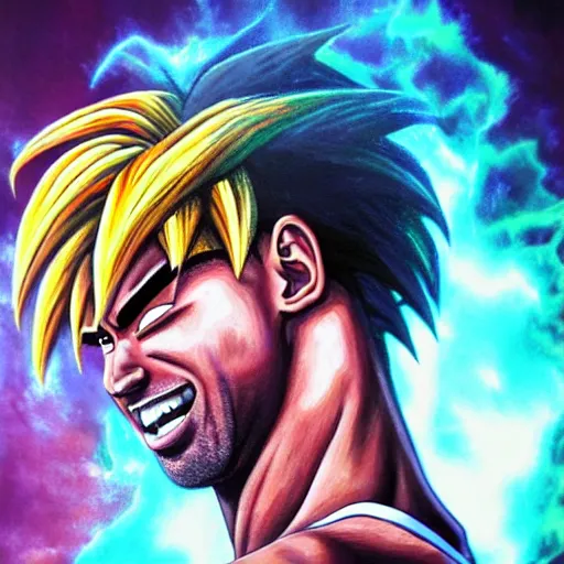 Image similar to ultra realistic portrait painting of kobe bryant as goku, art by akira toriyama, 4 k, dragon ball artstyle, cel shaded, highly detailed, epic lighting