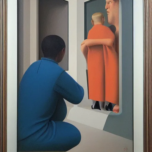 Image similar to oil painting by george tooker