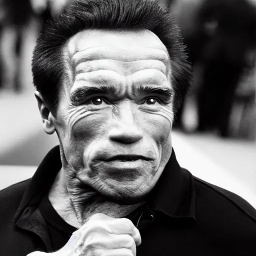 Image similar to a midget arnold schwarzenegger