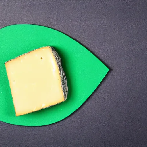 Image similar to a wedge of cheese with a green participation badge saying participation badge stuck to the side, stock art, 8K