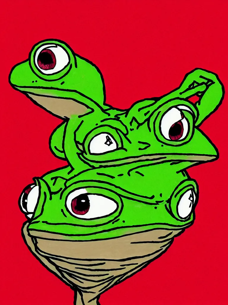 Prompt: resolution 4k hyper realistic pepe the frog dead of night pepe frog cool colors made in abyss design Akihito Tsukushi dream like storybooks at night fire flies luminous red dead 2 dream like ethereal esoteric pepe the frog family village , dark, red woods Canopy , unnerving , disheartening , lonely , sad ,Luminism, prismatic , fractals , pepe the frog , art in the style of Akihito Tsukushi