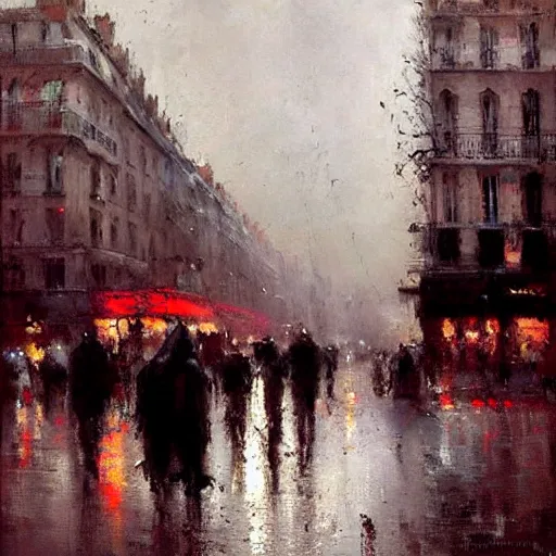 Prompt: paris streetscape, by jeremy mann.