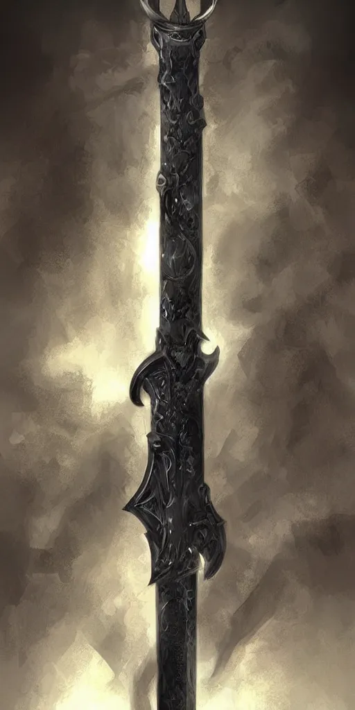 Image similar to long sword, black skull sword guard, concept art, digital painting