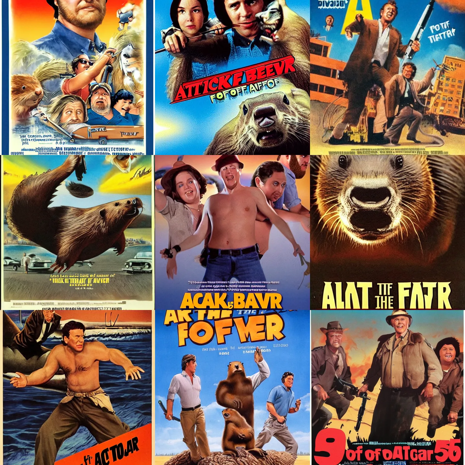 Prompt: Movie poster for 'Attack of the 50 Foot Beaver'