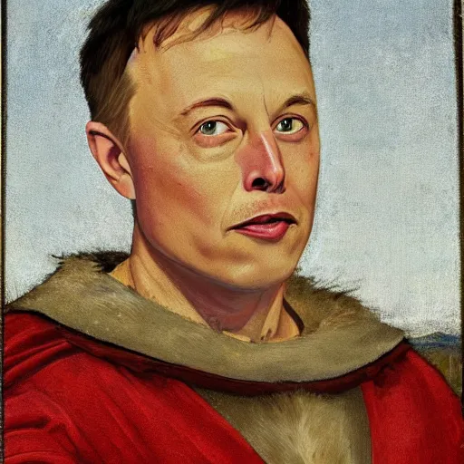 Image similar to elon musk as a smug peasant in medieval times, oil on canvas