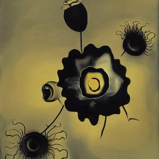 Image similar to black flowes by salvador dali