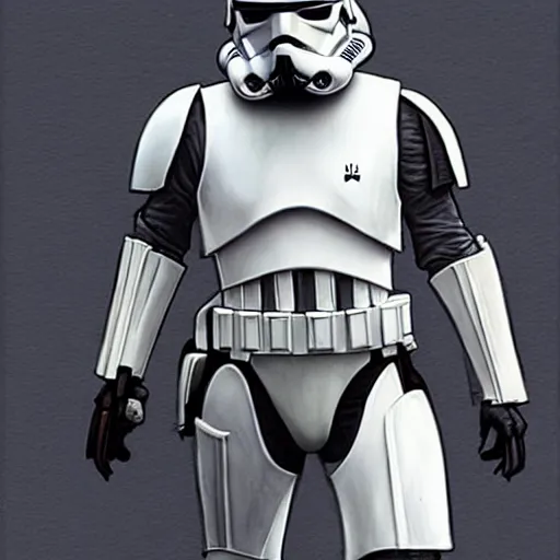 Image similar to an extremely long shot of an imperial stormtrooper walking concept art by Doug Chiang cinematic, realistic painting, high definition, very detailed, extremely high detail, photo realistic, symmetrical, concept art, the Mandalorian concept art style