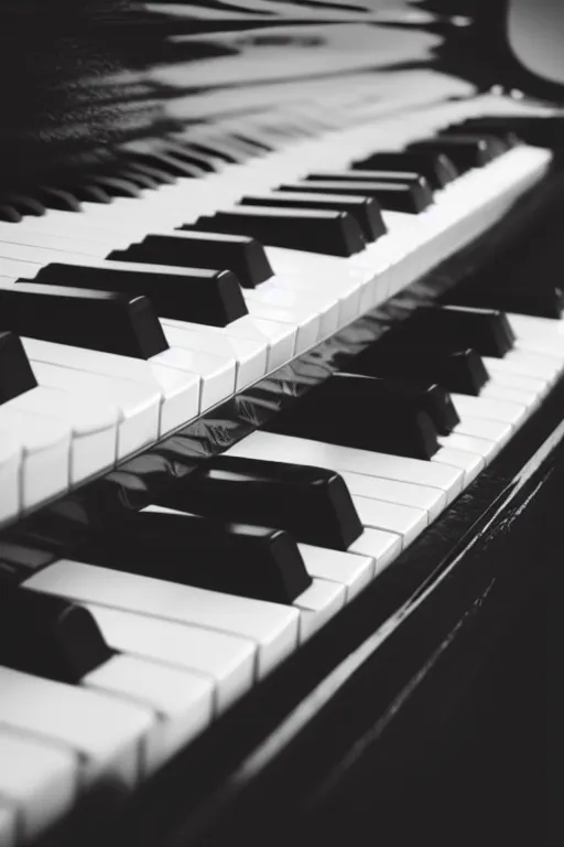 Image similar to Close-up of a piano, black gloss, keys, dark room, light from the window falls on the piano keys, dust is in the air, realistic, photo 35mm, Kodak 35mm, photorealistic, 8K, 8K resolution, 4K, high quality, Super-high quality, hyperrealistic