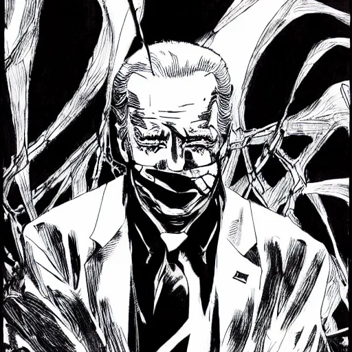 Image similar to Joe Biden looking sinister, by Tsutomu Nihei, highly detailed