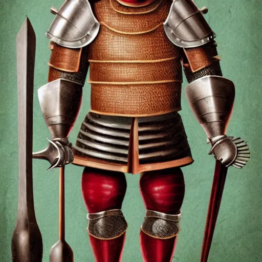 Image similar to medieval knight with armor made of ham