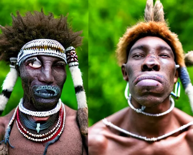 Image similar to zulu tribal warrior made out of teeth, american in a cage