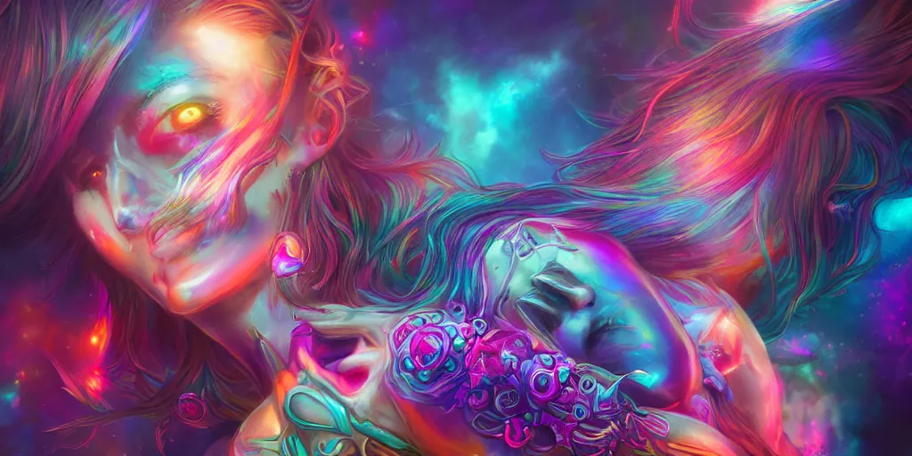 Prompt: dreamscape, female, ross tran, vivid colors, rainbow colors, anatomical, highly detailed sculpture, intricate detailed, ommatidia, 8 k, cinematic atmosphere, post - processing