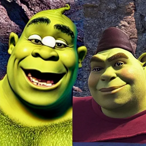 Prompt: shrek with the face as the rock ( “ shrock ” )