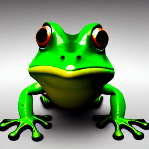 Image similar to The Wednesday frog and all his orbs hanging out, high quality render, realistic reflections, reflective surfaces, natural lighting, the orbs of BYOB, The Wednesday Frog, background details, highly a detailed, hyper realistic, orbs, orbs, orbs!!!